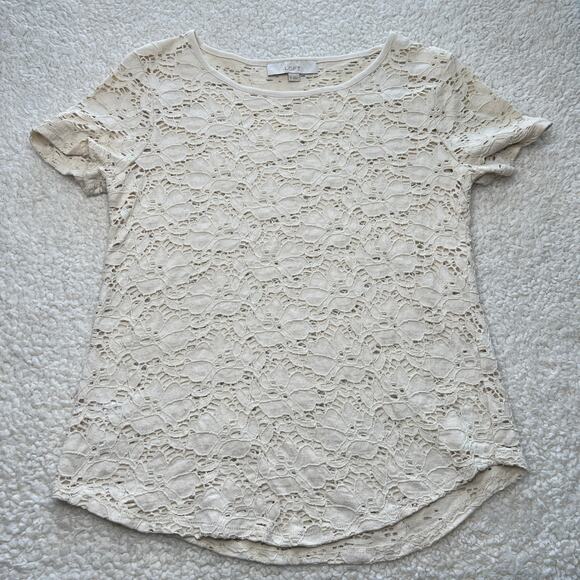 Loft Cream Lace Top Medium - Picture 1 of 8